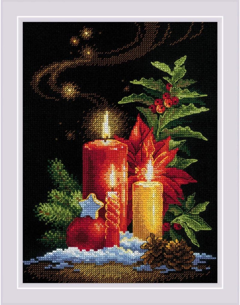 Riolis - Christmas Light 2056, Christmas Cross Stitch Kits 7" x9½, Cross Stitch for Beginners & Advanced, Crossstitch Kits for Adults, Counted Stitching Kits, Holiday Embroidery Kit - Image 1